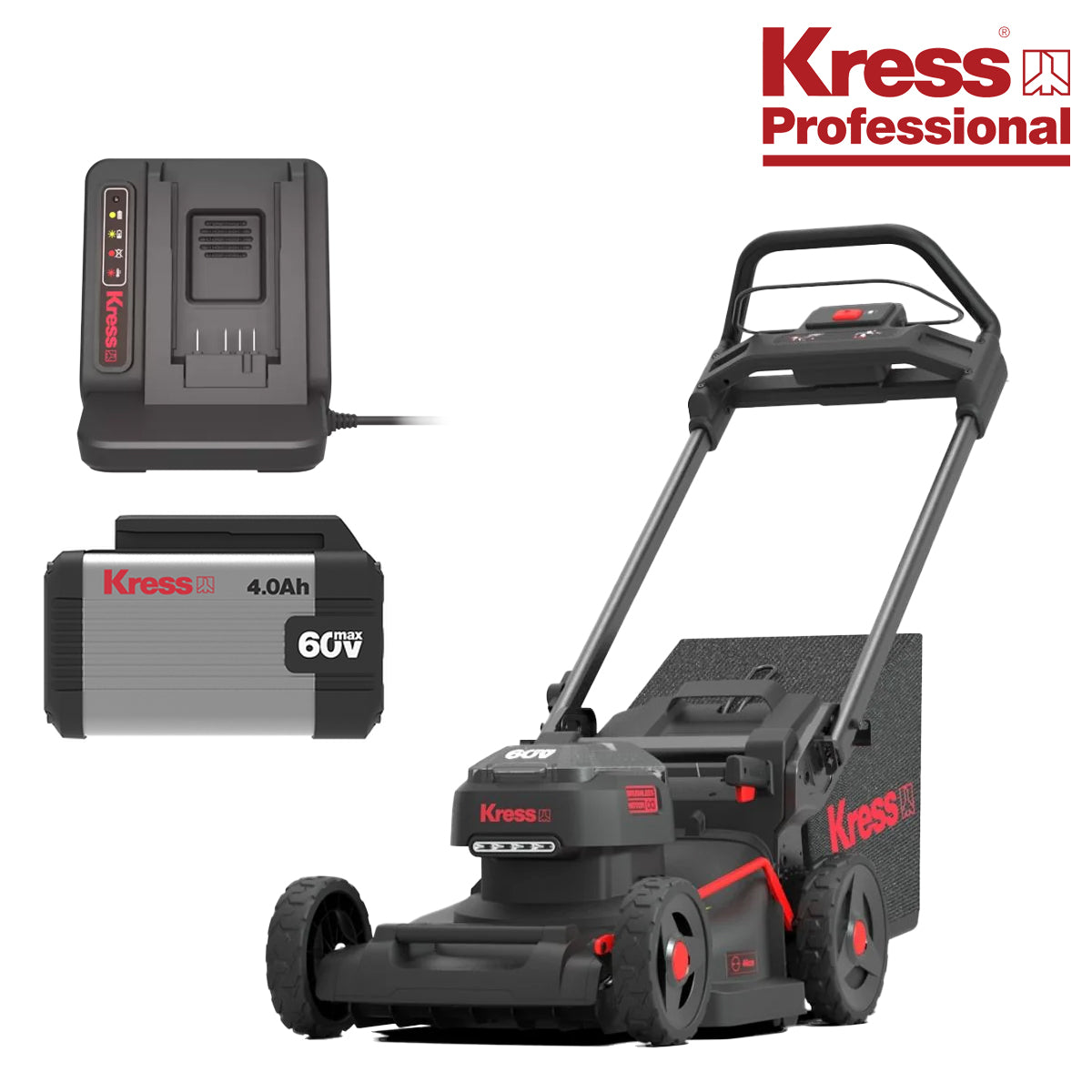 Kress-Kress Pro 46cm Mower Kit - Kress KG756E.9 Brushless Mower with 1x KA3002 Battery & 1x KA3714 Charger-Lawn Mower-