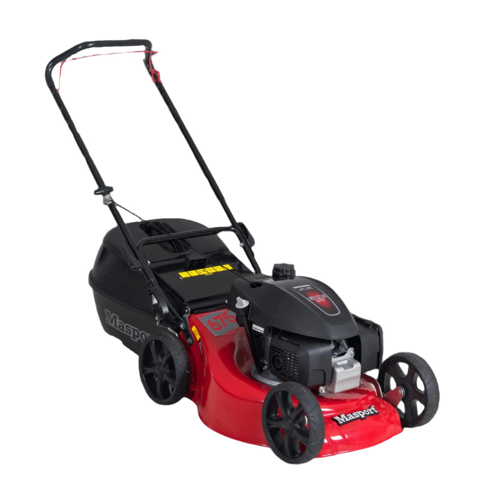 Masport 675ST S19 2'n1 19" Lawn Mower - Honda GCV170 engine, Cut edge to edge with mulching or catching options.